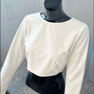 Akira off-white polyester long sleeve crop top